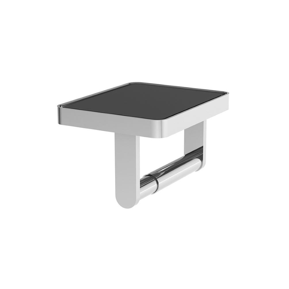 Cut out image of Vado Cameo Muse Chrome Paper Holder with Black Glass